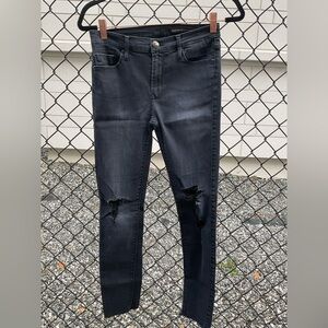 Black Orchid Distressed Black  Skinny High waist jeans with ripped knee style .